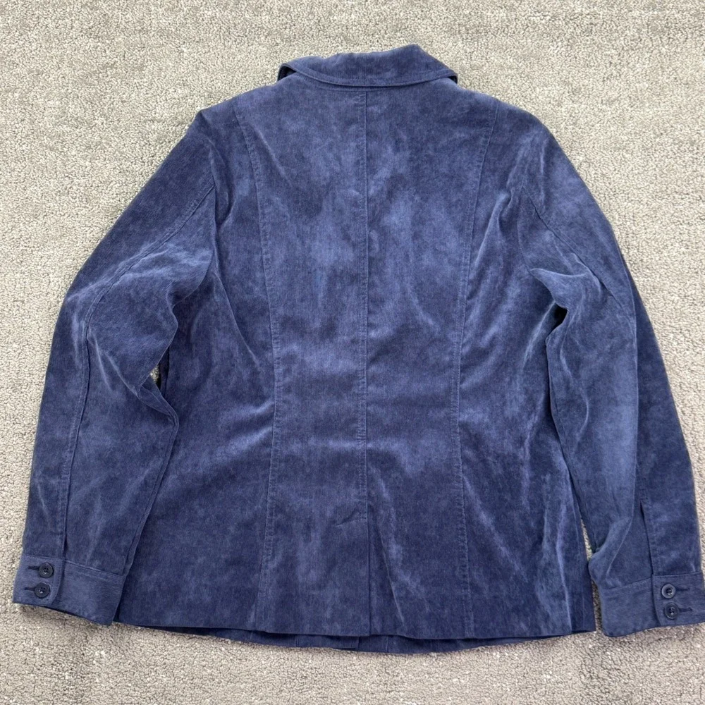 Croft & Barrow Jacket Womens L Blue Corduroy Button Front Utility Casual Classic